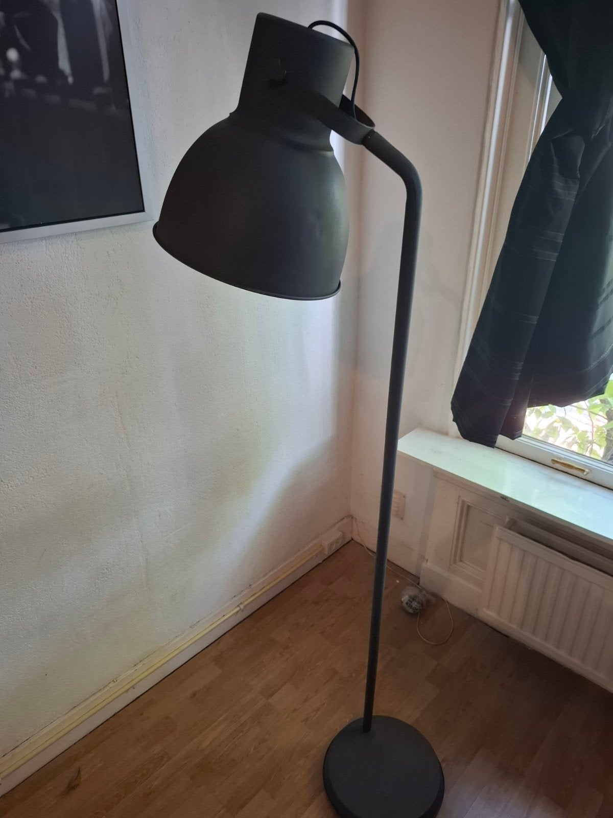 Ikea Hektar staande lamp, grijs, Ophalen, Gebruikt, E27 (groot), Metaal