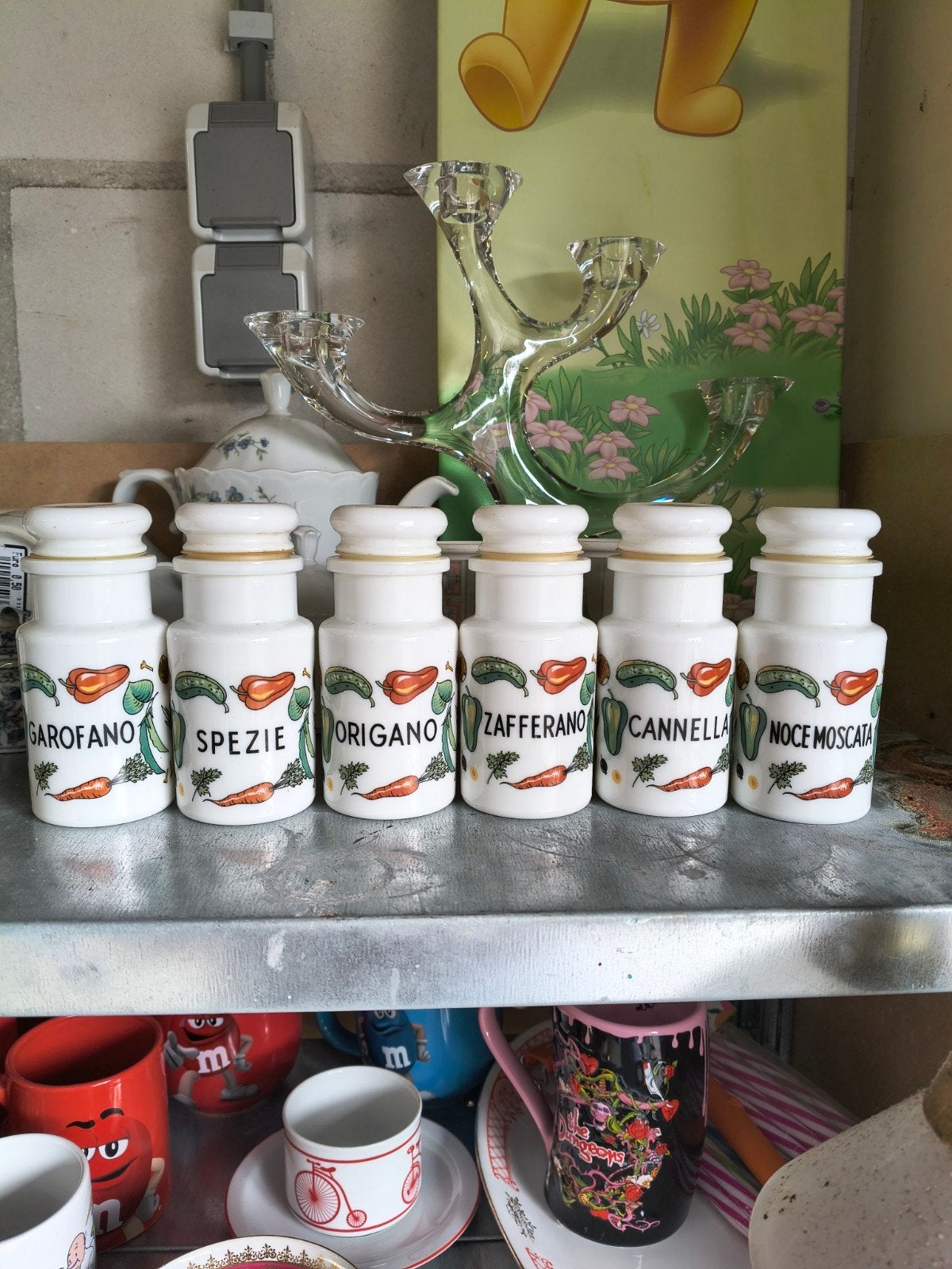 Set van 6 vintage kruidenpotjes - Italiaans design, Ophalen of Verzenden