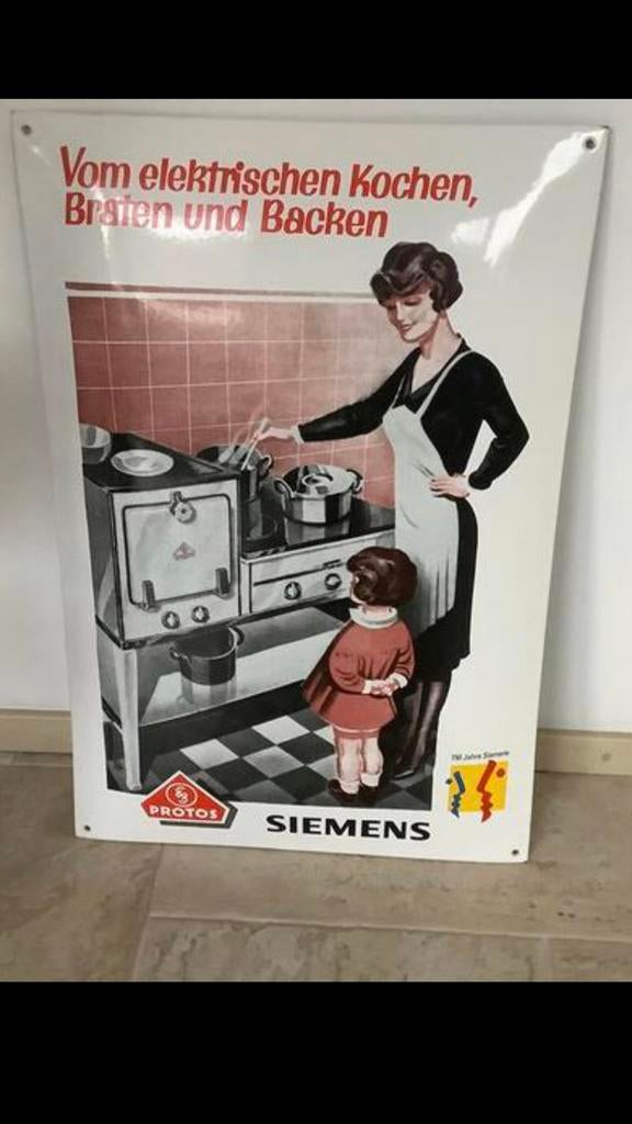 Emaille reclame bord Siemens zware kwaliteit., Ophalen of Verzenden, Zo goed als nieuw, Reclamebord