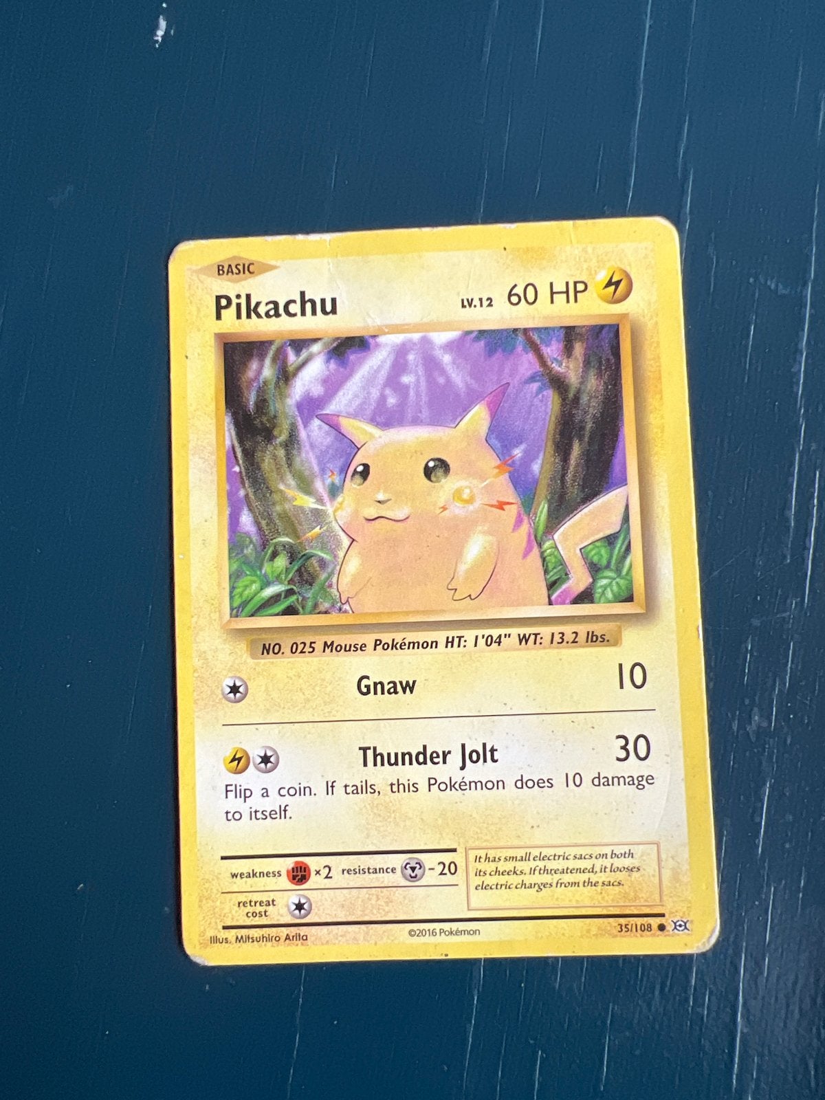 Pikachu Pokémon kaart 35/108 XY Evolutions, Ophalen of Verzenden, Gebruikt, Losse kaart