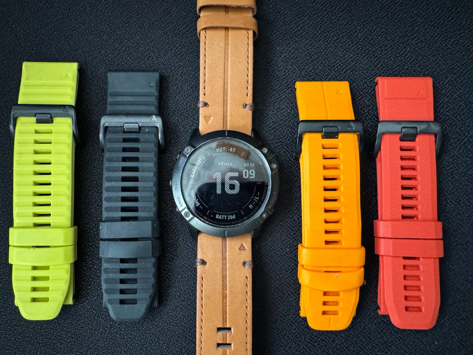 Garmin fēnix 6X Pro Sapphire Carbon grey DLC met 5 bandjes, Hoogte, Zwart, Ophalen of Verzenden, Zo goed als nieuw