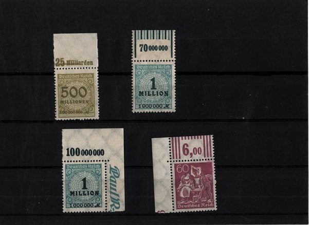 4x Duitsland met tab ~ 1921 - 1923, Postzegels en Munten, Postzegels | Europa | Duitsland, Verzenden, Duitse Keizerrijk, Postfris