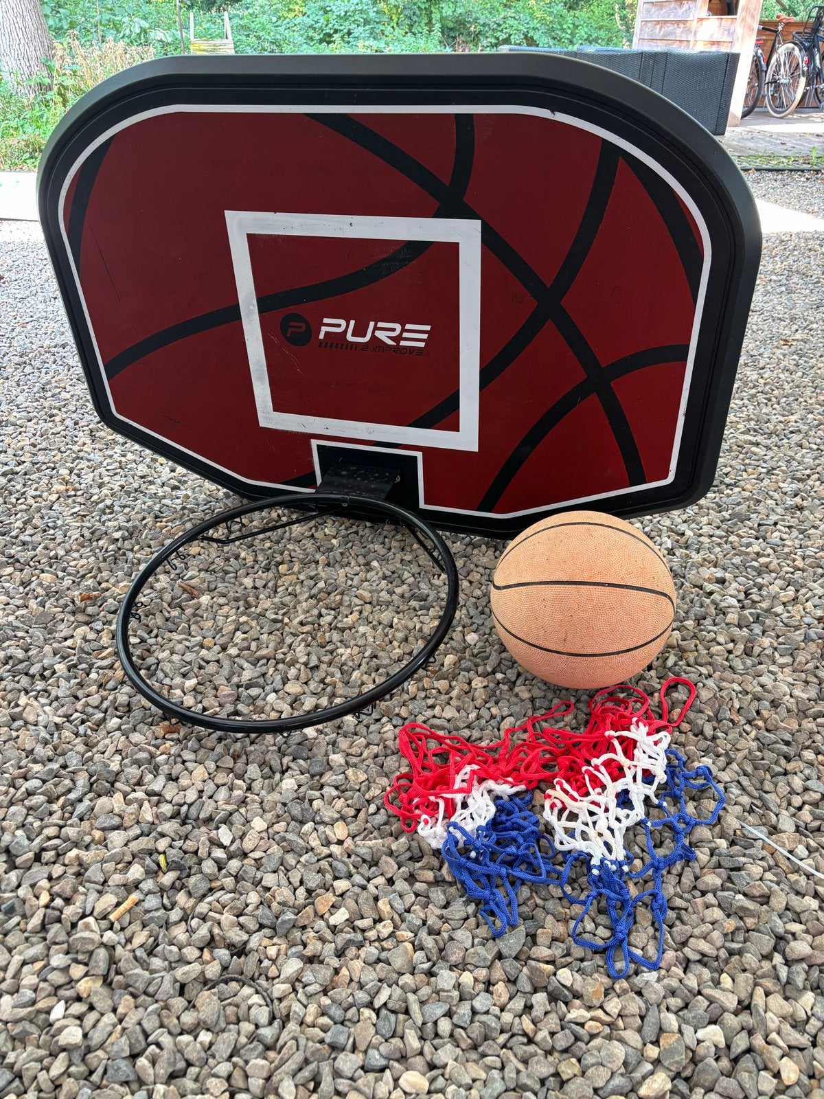 Basketbalbord met ring, bal en netje, Ophalen, Gebruikt, Ring, Bord of Paal