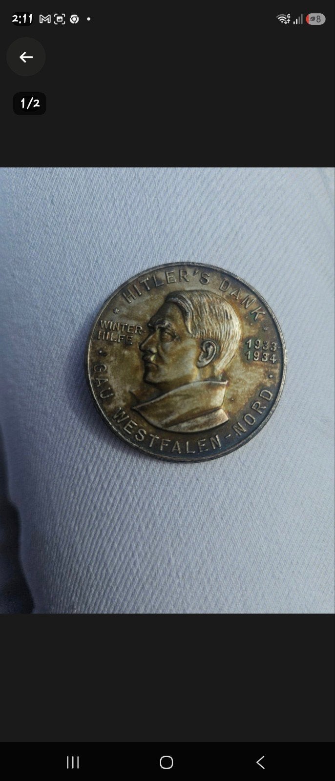Hitler's Dank Winterhilfe 1933-1934 Medaille, Ophalen of Verzenden