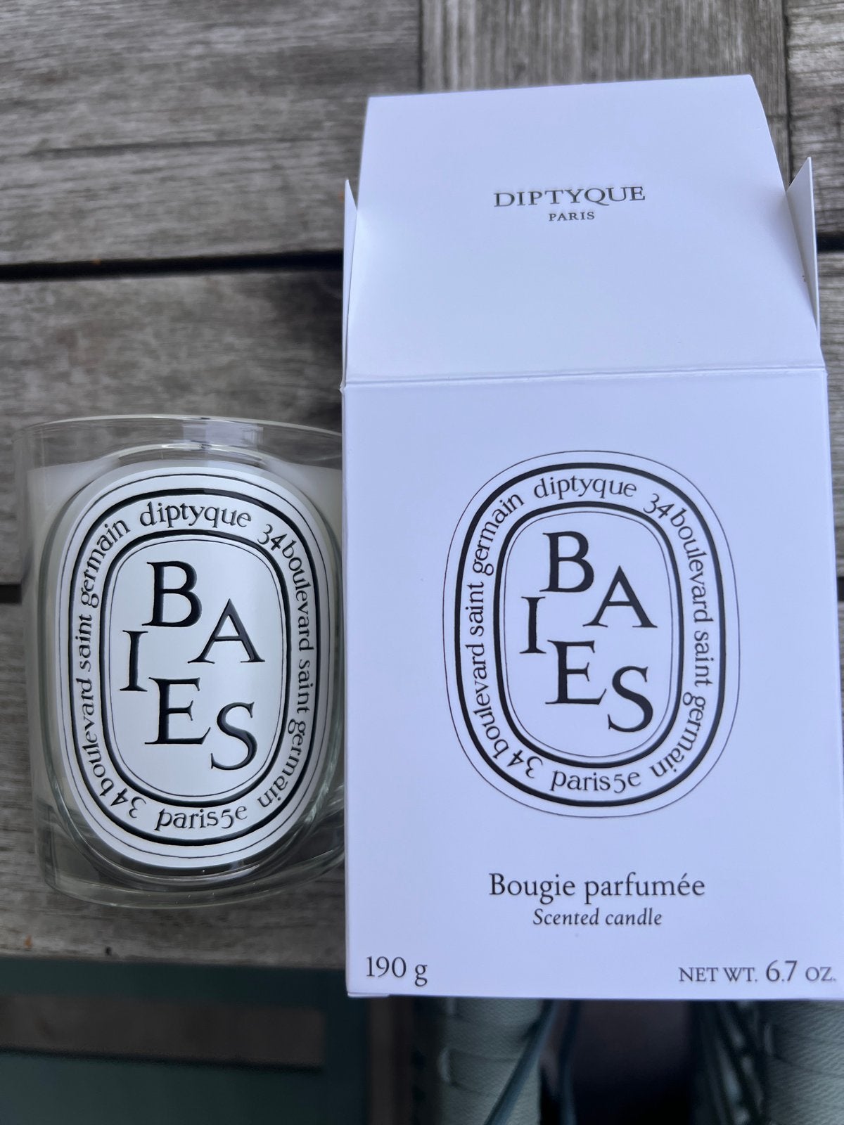 Diptyque Baies Geurkaars 190g - 5 minuten aan gehad, Ophalen of Verzenden, Kaars, Wit, Overige merken