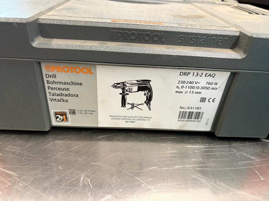 Protool DRP 13.2 EAQ, Doe-het-zelf en Verbouw, Gereedschap | Boormachines, Boormachine, 600 watt of meer, Variabele snelheid, Nieuw
