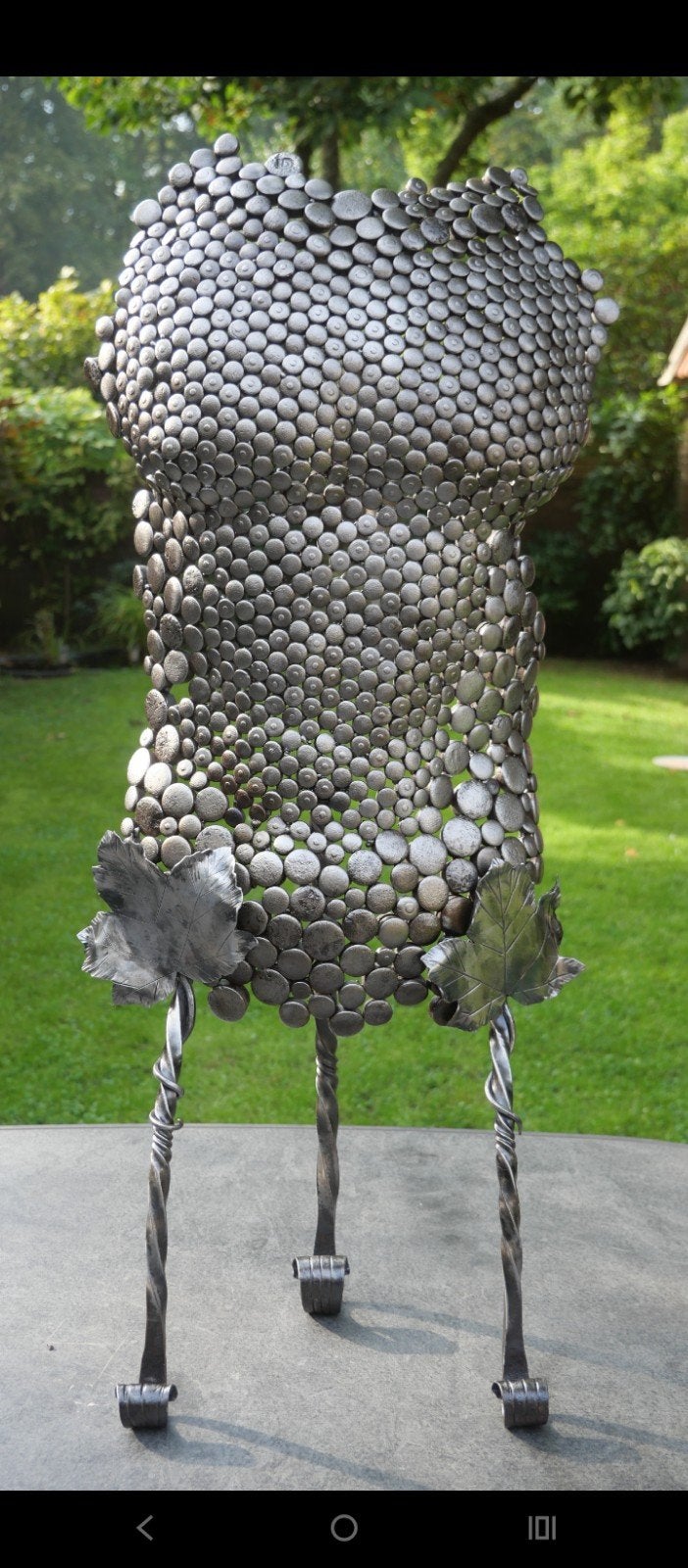 Industrieel torso met Kastanjebladeren, Flora, Beeld, Handgemaakt, Modern