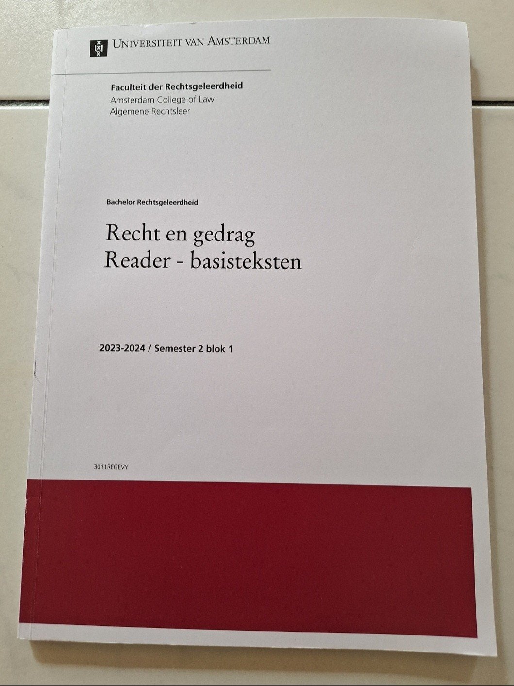 Recht en gedrag Reader - basisteksten UvA, Verzenden, Zo goed als nieuw, WO