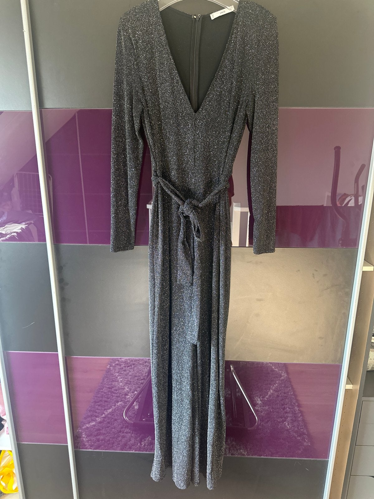 Mango glitter jumpsuit maat M, Kleding | Dames, Ophalen of Verzenden, Zo goed als nieuw, Maat 38/40 (M), Zwart