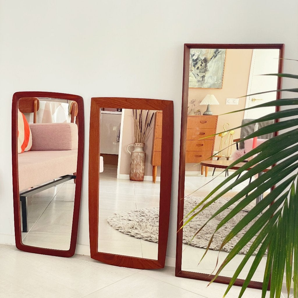 teak Mid Century SPIEGEL vintage Deens design Scandinavisch, Ophalen, Minder dan 50 cm, Gebruikt, -