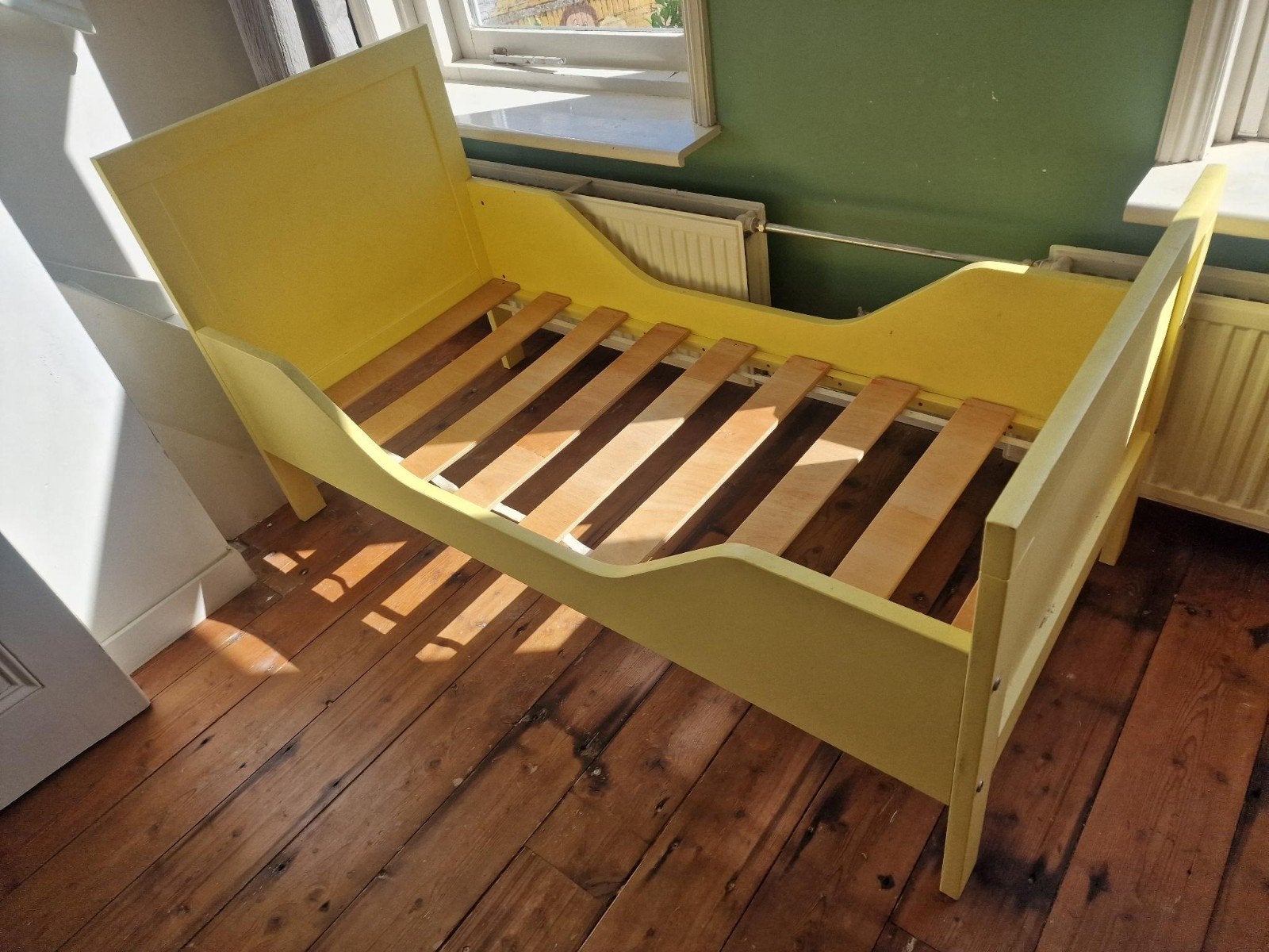 Ledikant Bopita geel, evt met matras (70x150), Kinderen en Baby's, Gebruikt, 70 tot 85 cm, 140 tot 160 cm, Ophalen