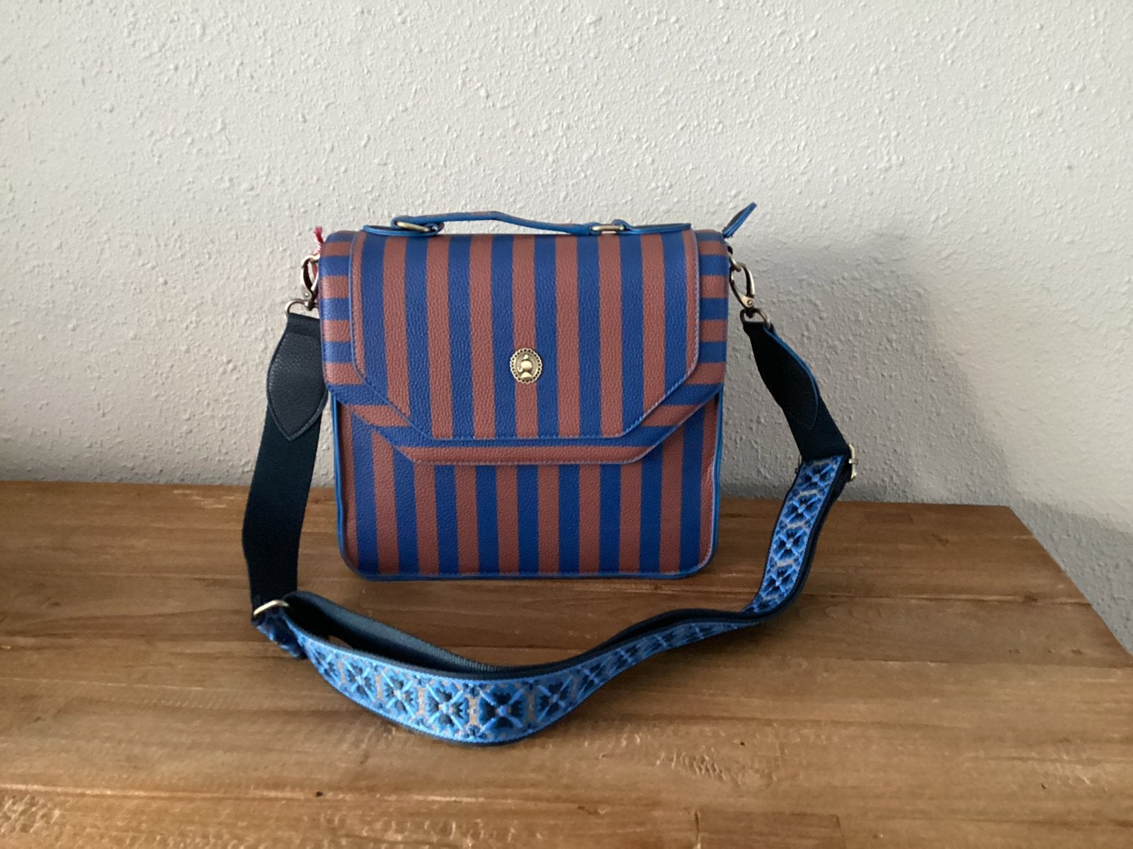 Pip Studio Schoudertas - Blauw/Bruin gestreept, Verzenden, Nieuw, Blauw, Schoudertasje