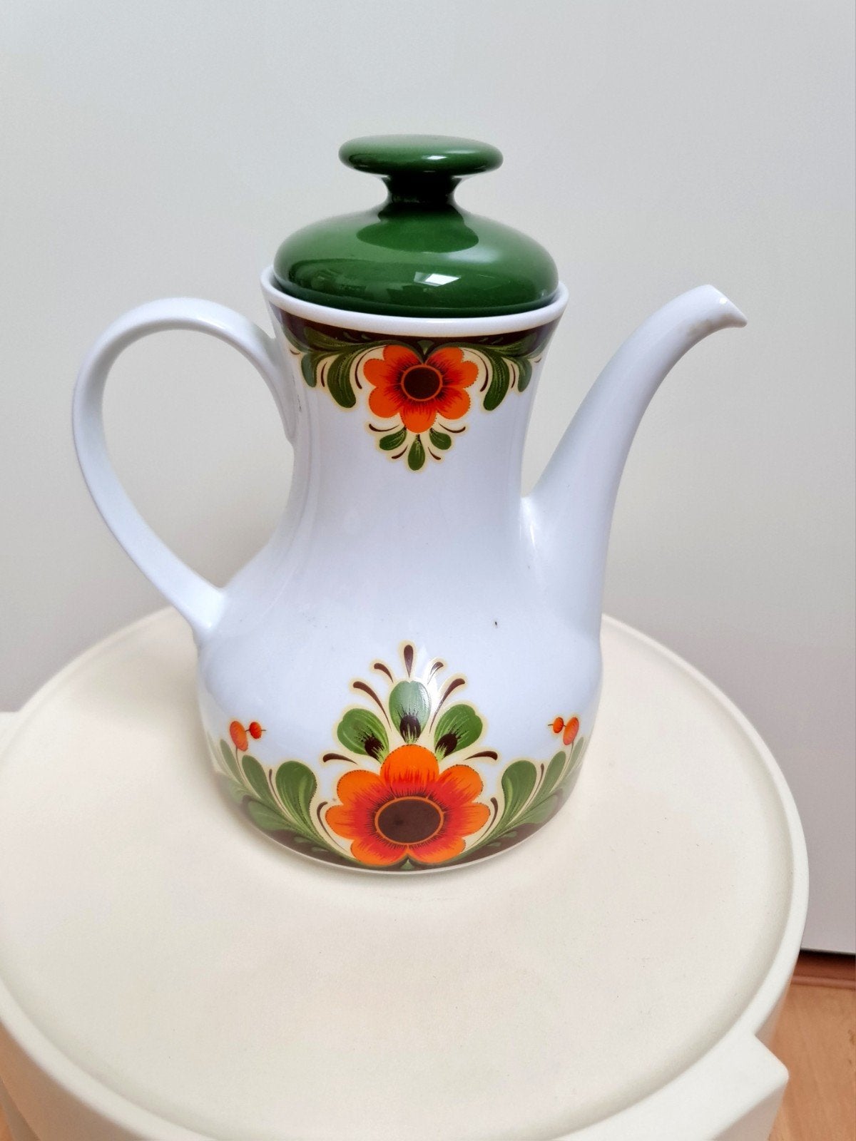 Theepot koffie pot Bavaria Winterling seventies oranje groen, Ophalen