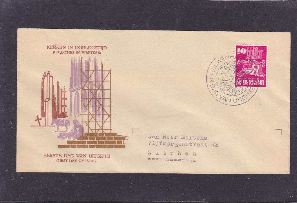 FDC E 2 Kerken 1950 met 1 zegel (160), Postzegels en Munten, Postzegels | Eerstedagenveloppen, Verzenden, Nederland