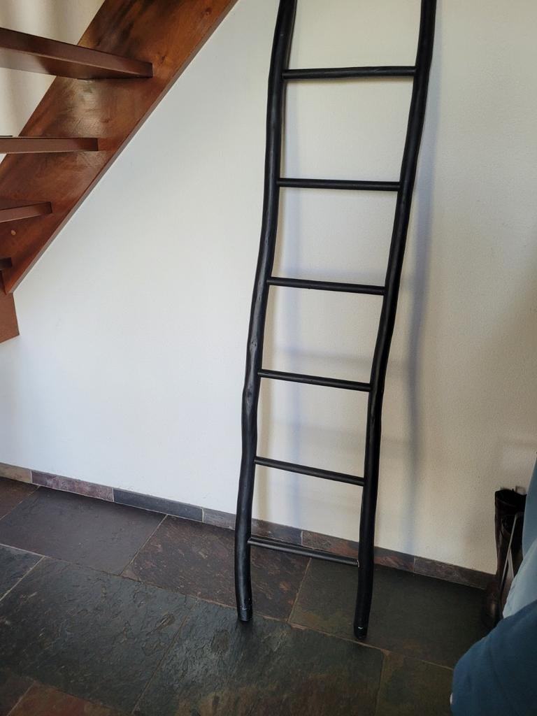 Zwarte decoratie ladder van hout, Ophalen, Hout, Zwart, Landelijk