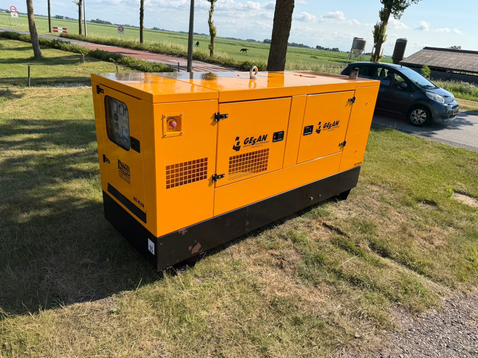 60 KVA aggregaat 230/400 Volt John deere diesel generator, Ophalen, Gebruikt, Dieselolie, Geluidgedempt