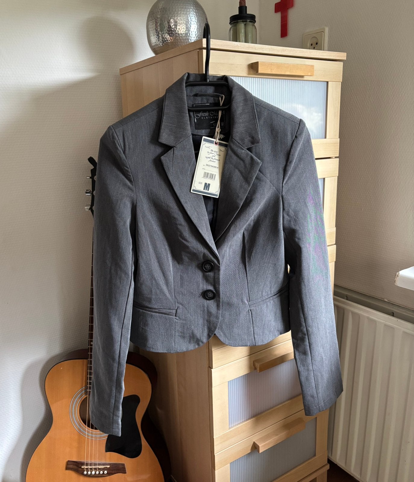 Grijze korte blazer, maat XS/S, Nieuw, Ophalen of Verzenden, Jasje, Maat 34 (XS) of kleiner