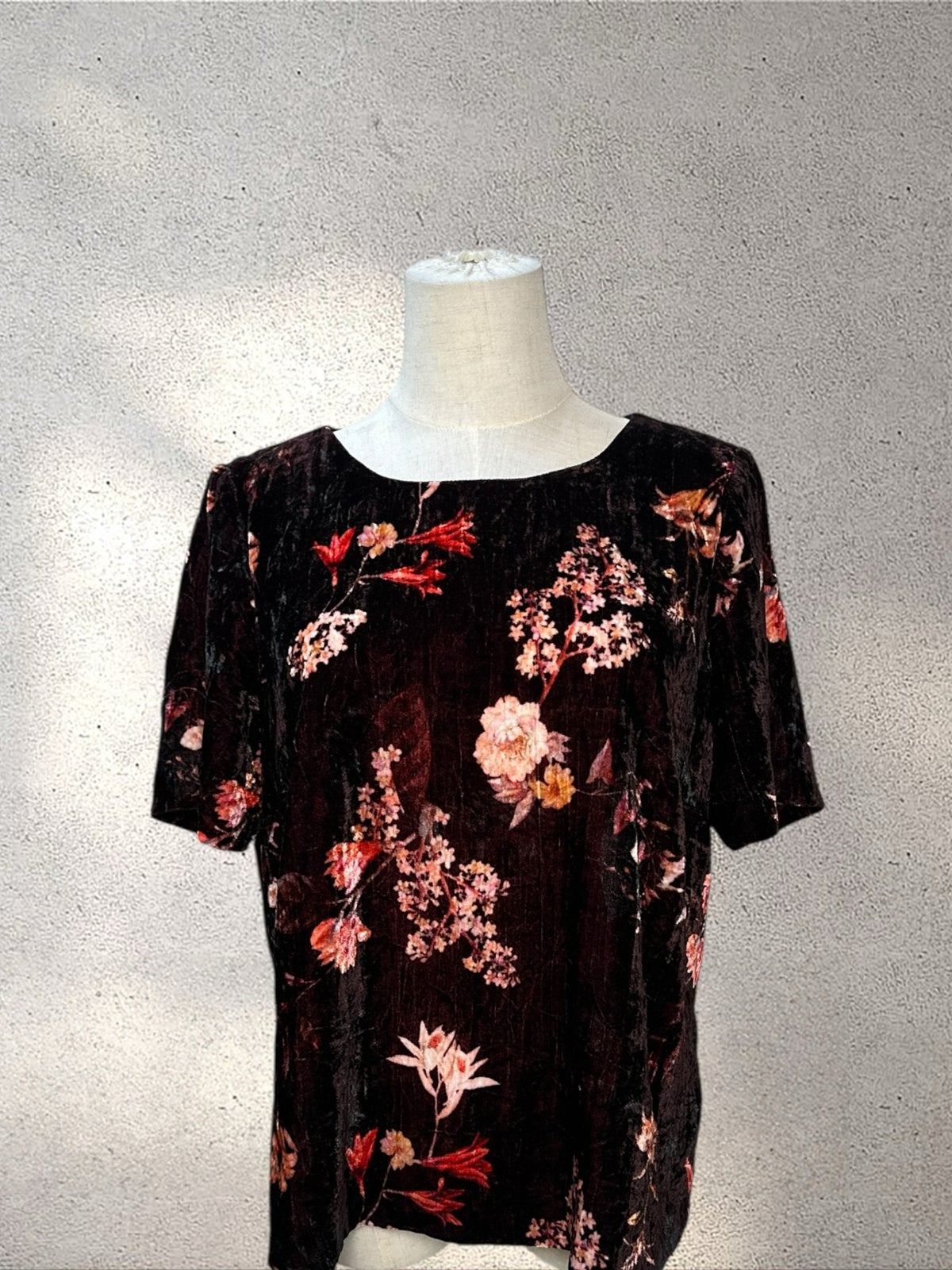 Mayerline fluwelen top met bloemenprint - Maat 38/40 (M), Kleding | Dames, Maat 38/40 (M), Meerkleurig, Ophalen of Verzenden, Zo goed als nieuw