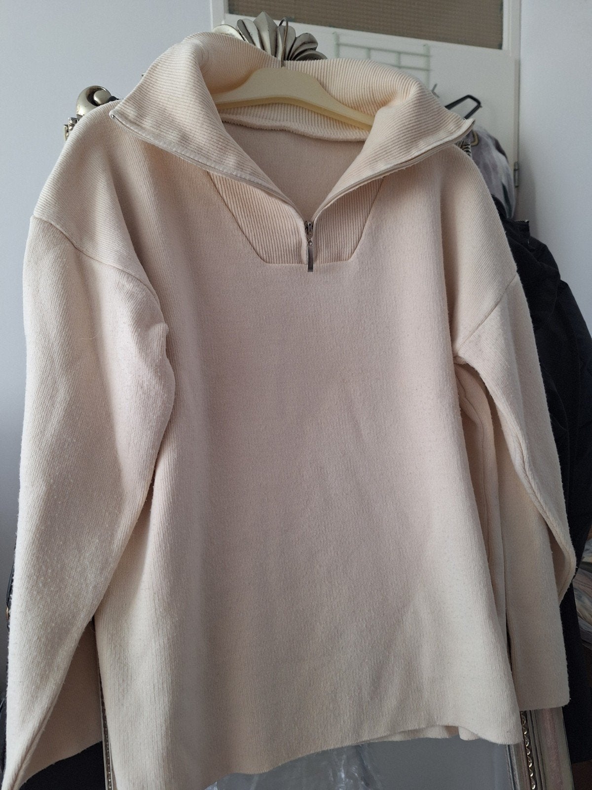 Trui met halve rits schipperskraag ecru wit maat S 36, Verzenden, Gedragen, Maat 36 (S), Wit