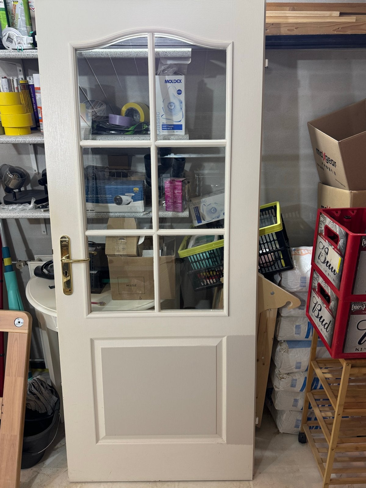 Binnendeur met glas, Doe-het-zelf en Verbouw, Deuren en Horren, Ophalen, Gebruikt, 80 tot 100 cm, Binnendeur
