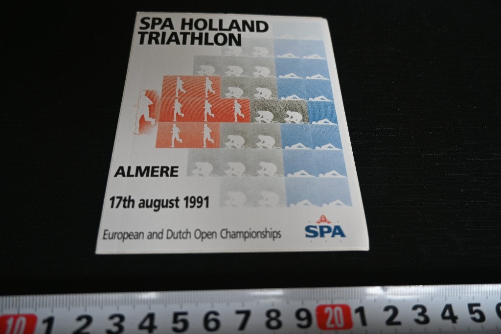 sticker spa holland triathlon almere 1991 loop fiets zwem *, Ophalen, Zo goed als nieuw