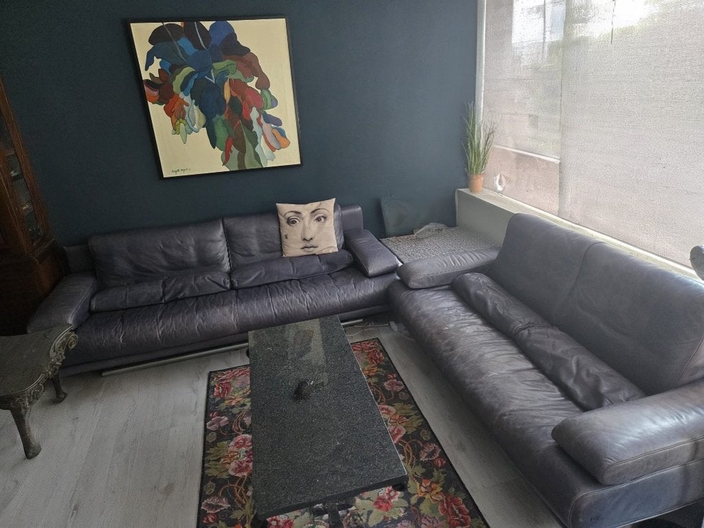 Rolf Benz 6500 leren banken set, Ophalen, Modern, Comfortabel, Gebruikt, Driepersoons