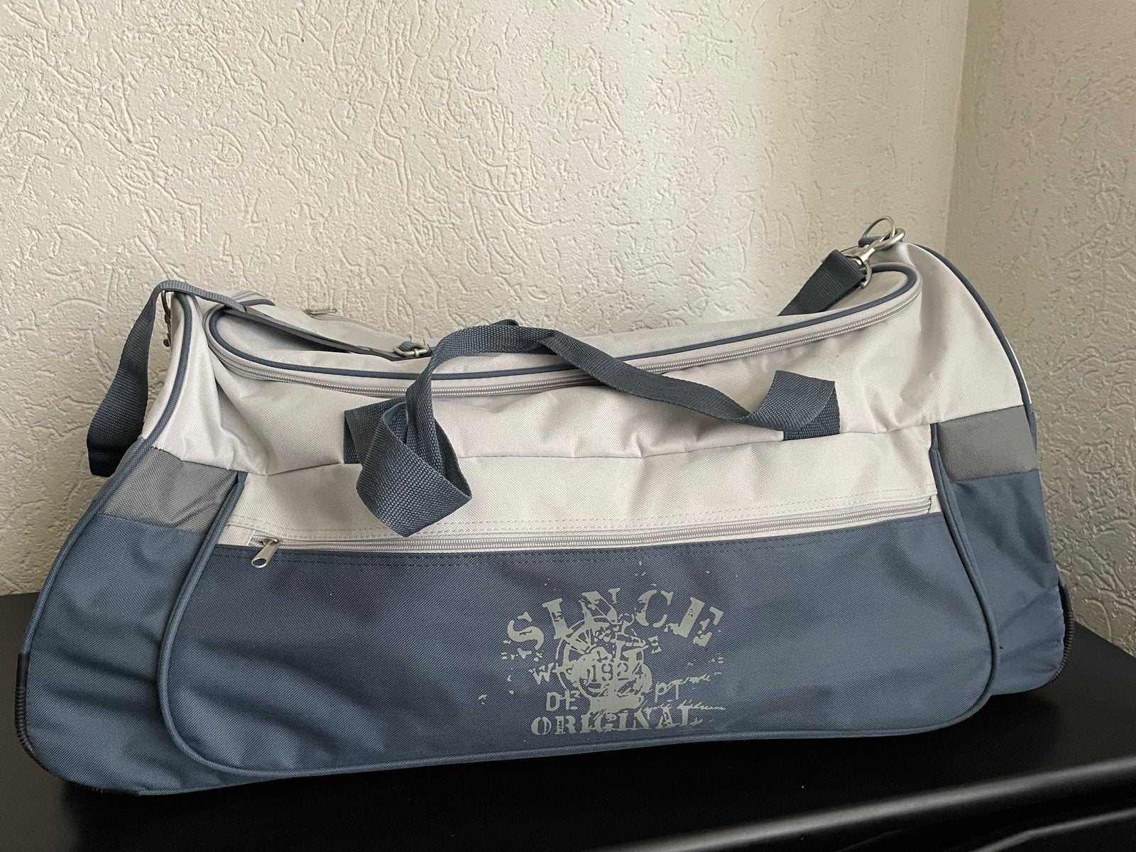 Reistas met wieltjes - Grijs/Blauw, Gebruikt, 20 tot 30 cm, Ophalen of Verzenden, 60 tot 80 cm