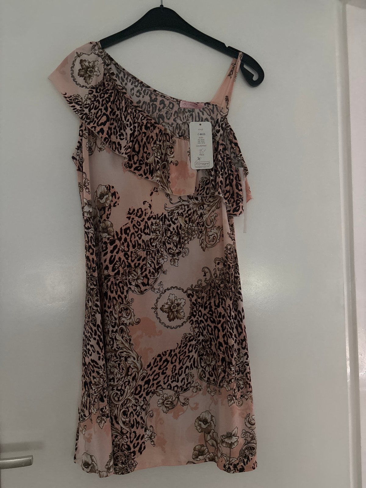 Nieuwe roze jurk met luipaardprint en bloemen, maat 40/42, Ophalen of Verzenden, Nieuw, Maat 42/44 (L), Roze