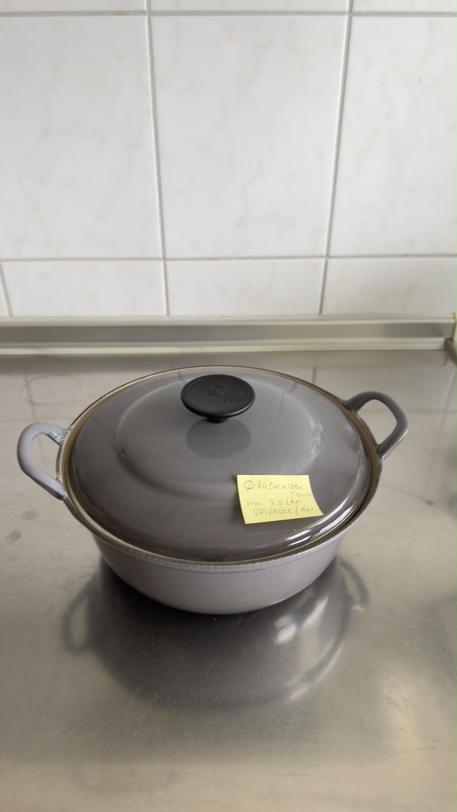 Le Creuset Gietijzeren Braadpan - Grijs - 24 cm - Nieuw, Met deksel, Nieuw, Le Creuset, Ophalen of Verzenden