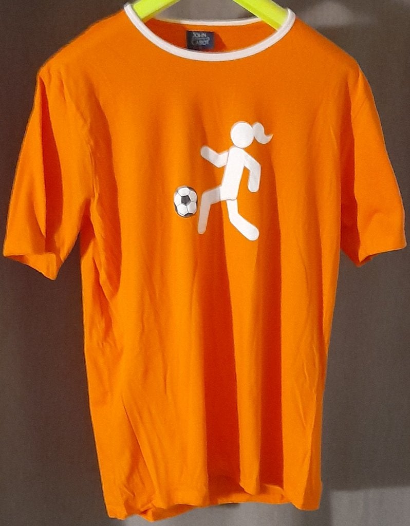 Oranje John Cabot T-Shirt met opdruk voetbalster maat XL, Maat 56/58 (XL), Oranje, Ophalen of Verzenden, Zo goed als nieuw