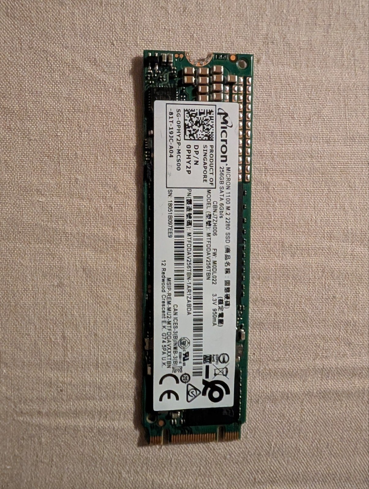 Micron 1100 M.2 2280 SSD 256GB SATA, Computers en Software, Intern, 256GB, Server, Ophalen of Verzenden