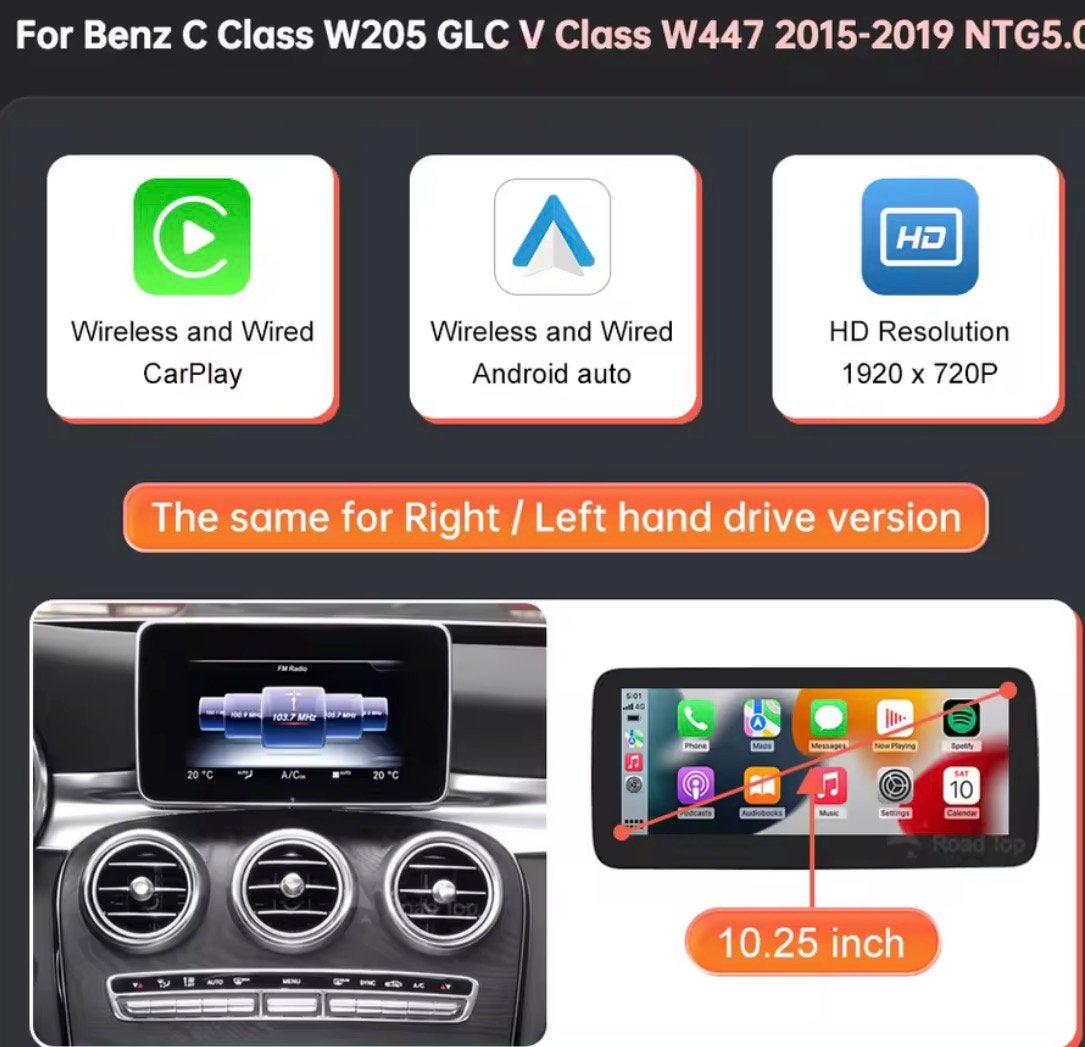 Multimedia Scherm Draadloze CarPlay Android voor Mercedes, Auto diversen, Autoradio's, Ophalen, Zo goed als nieuw