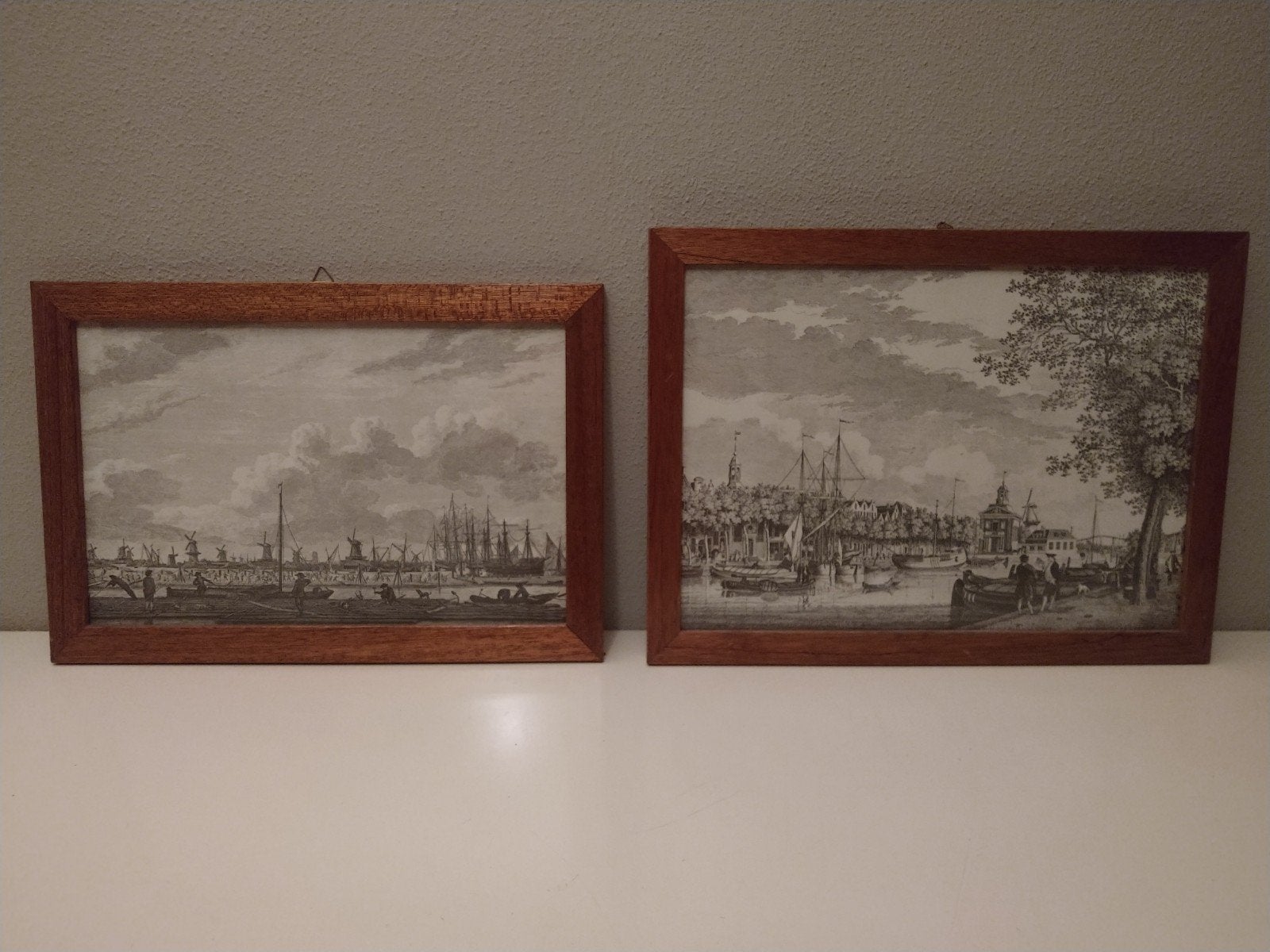 Twee ingelijste gravures van Hollandse landschappen, Ophalen, Landschap, Ingelijst