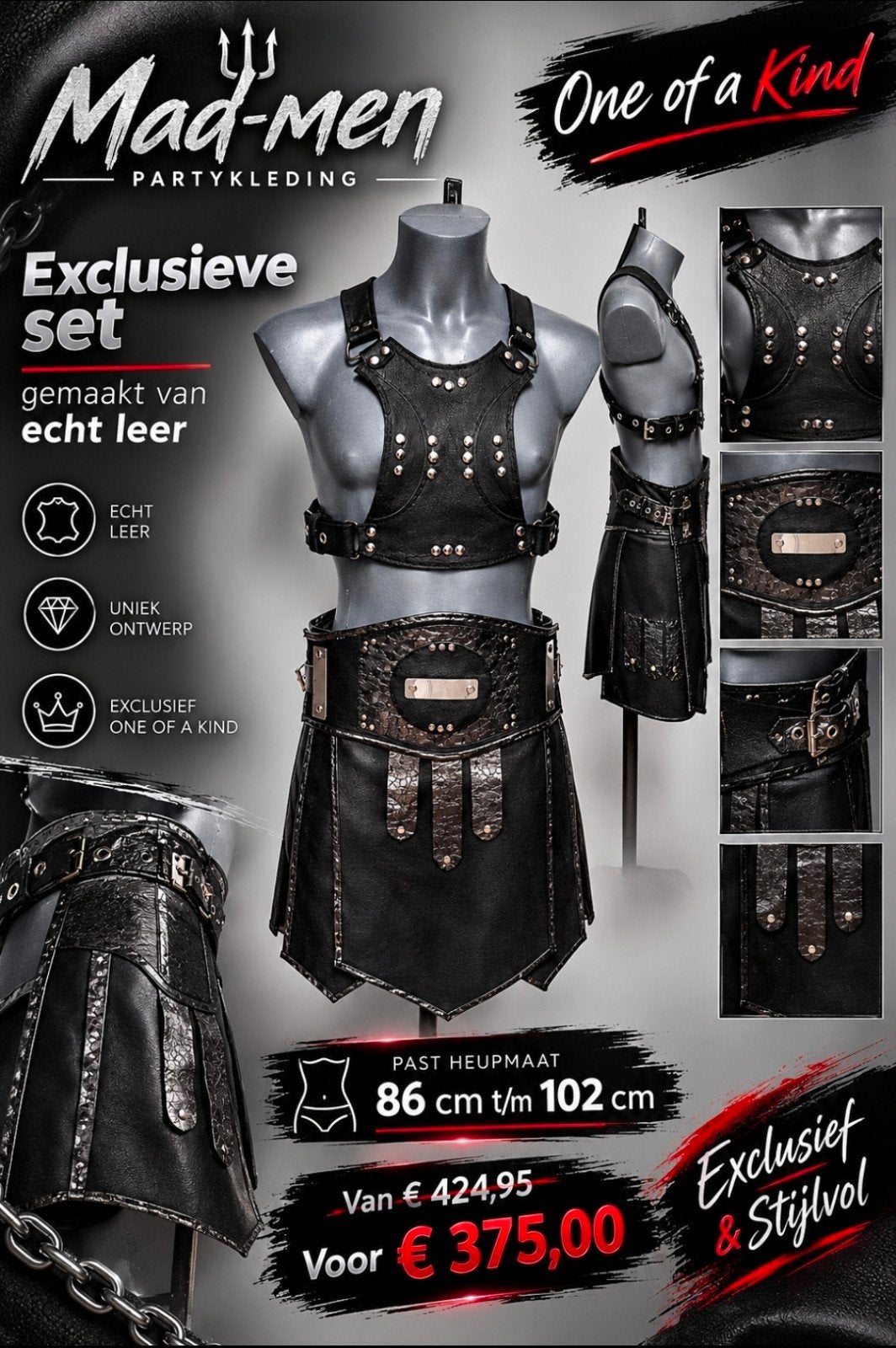 exclusieve kinky heren set. Bitch. Toxic. Wasteland, Ophalen of Verzenden, Nieuw, Overige thema's, Kleding