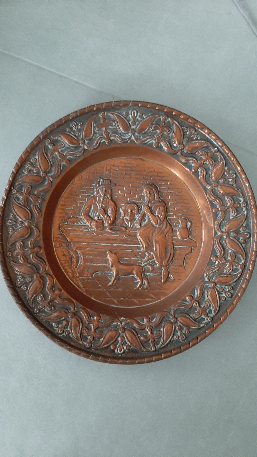 vintage koperen wandbord, Ophalen of Verzenden