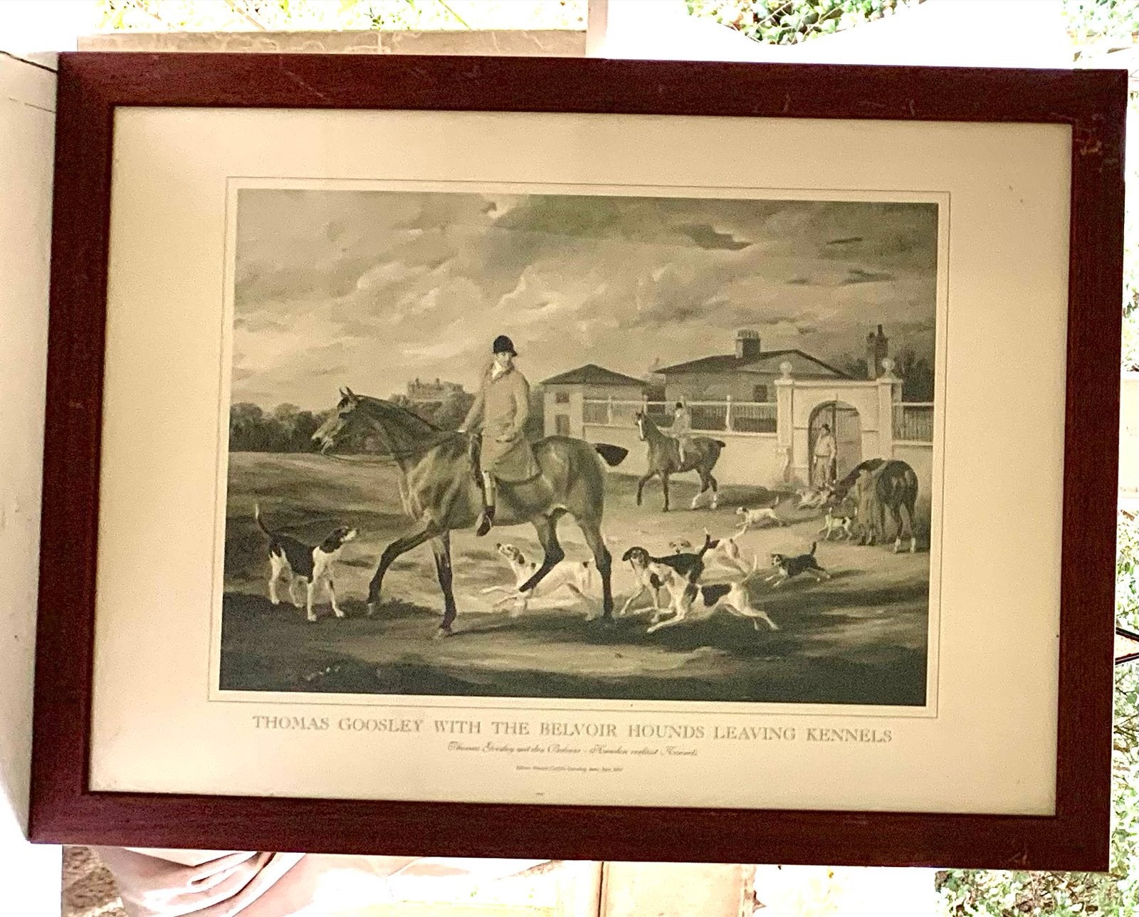 Jacht prent: Thomas Goosley met Belvoir Hounds, Antiek en Kunst, Kunst | Etsen en Gravures, 1800 - 1899, Overige technieken, Ophalen of Verzenden