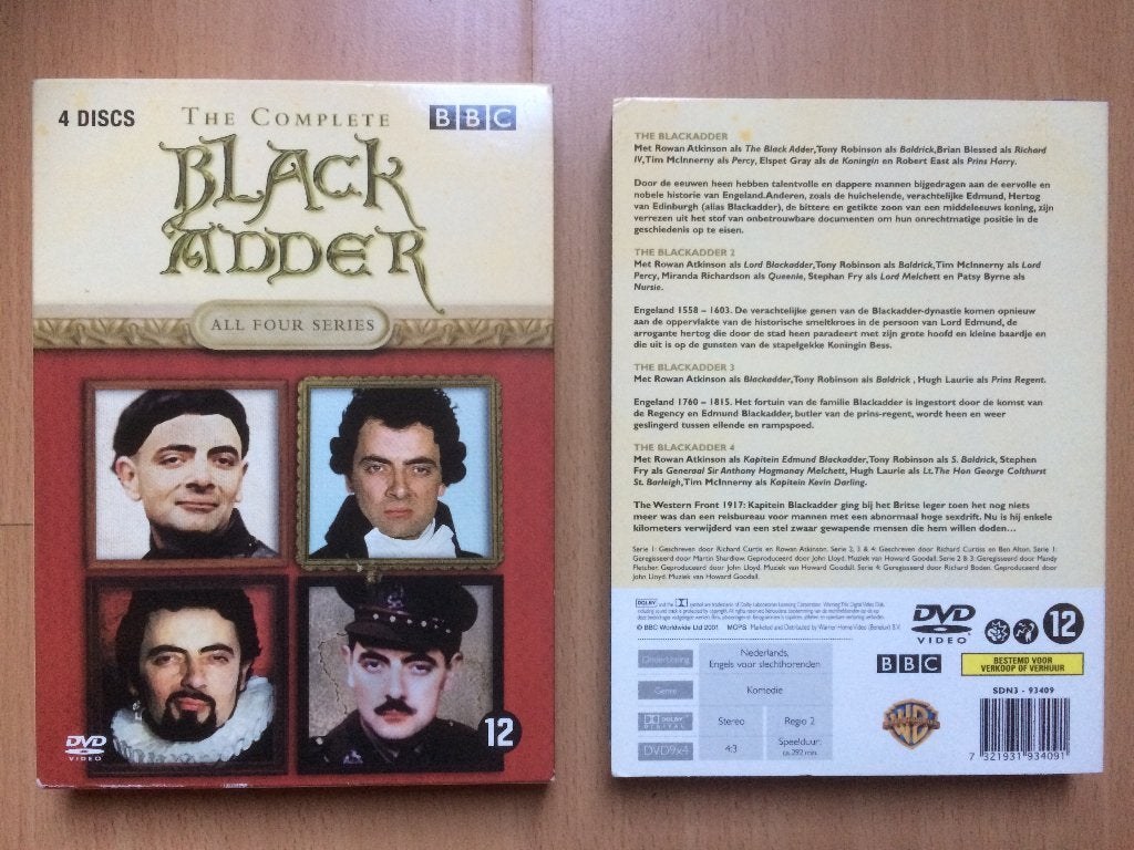 Blackadder Complete serie 4dvd box Rowan Atkinson, Cd's en Dvd's, Verzenden, Speciale editie, Nederlands, Zo goed als nieuw