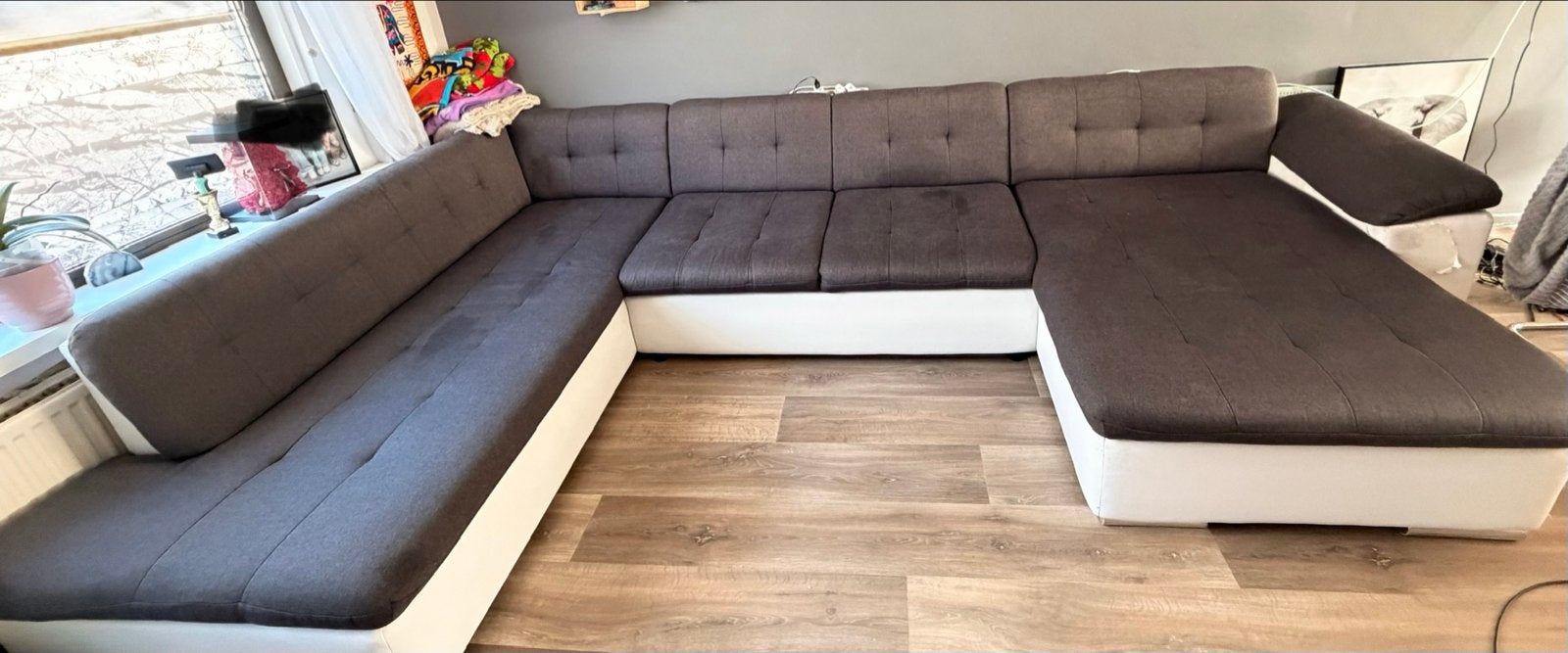 Meubela - Nicoreta Grote U-vormige bank, Ophalen, Kunststof, Gebruikt, 100 tot 125 cm