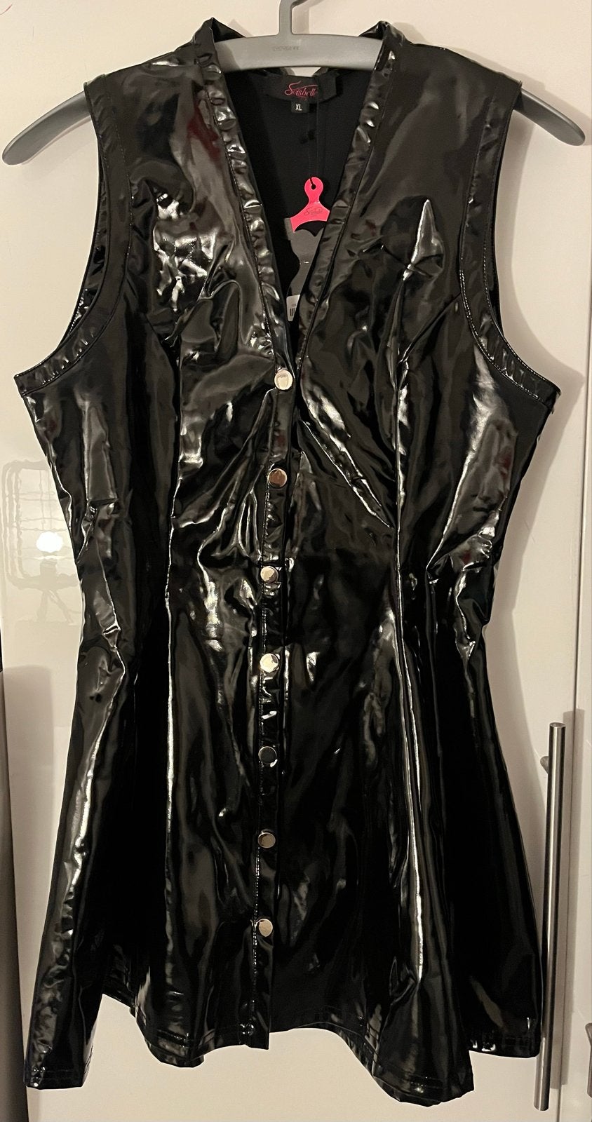 Zwart Lakleer Jurkje Soisbelle - Party Fetish Club Maat XL, Zwart, Maat 46/48 (XL) of groter, Nieuw, Ophalen of Verzenden