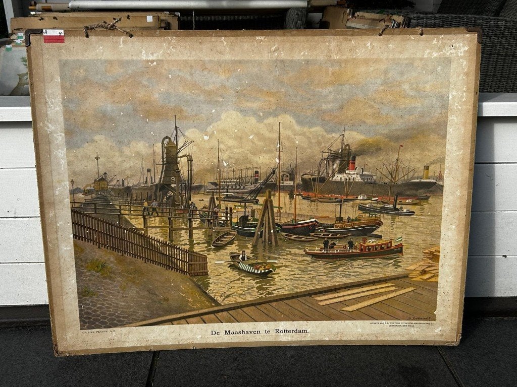 De Maashaven te Rotterdam, Antiek en Kunst, Antiek | Schoolplaten, Ophalen of Verzenden, Aardrijkskunde
