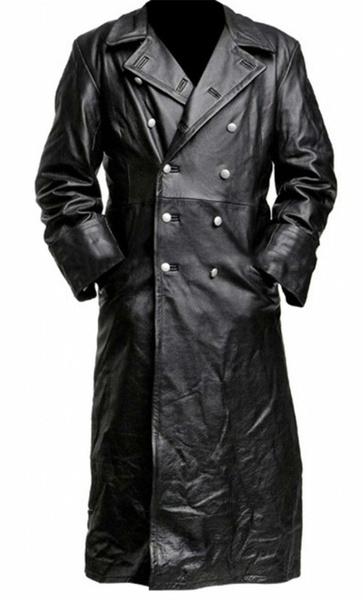 Zwarte lange leren duitse militaire heren jas / trench coat, Verzenden, Nieuw, Overige maten, Zwart