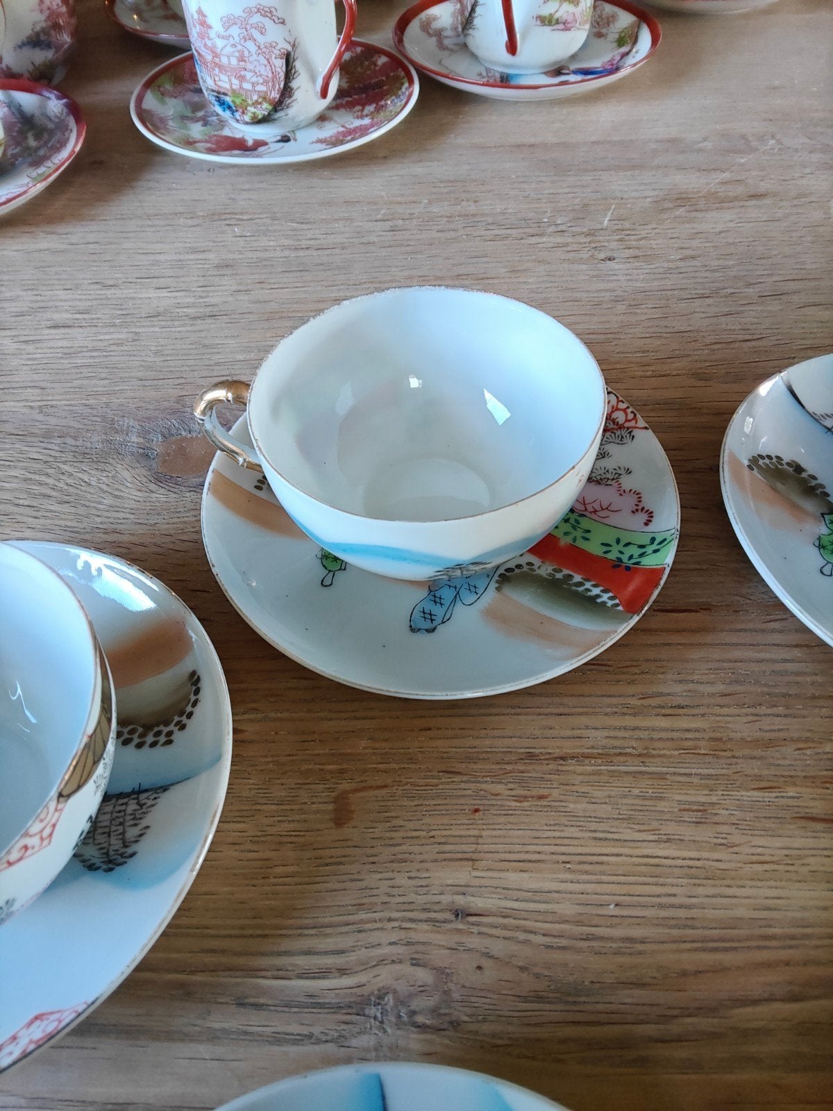 Vintage Japans theeservies met 5 kopjes en schotels, Antiek en Kunst, Ophalen