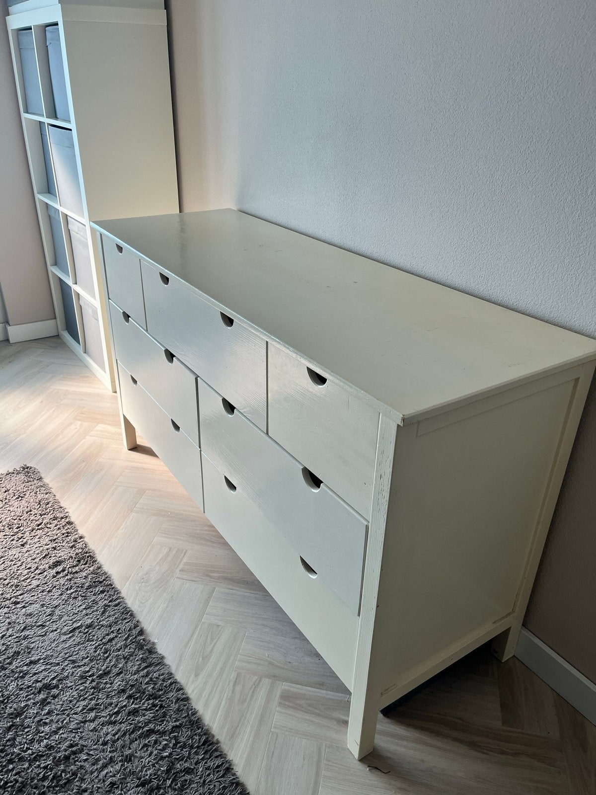 Witte ladekast met 7 laden, Ophalen, 100 tot 150 cm, 5 laden of meer, Minder dan 100 cm