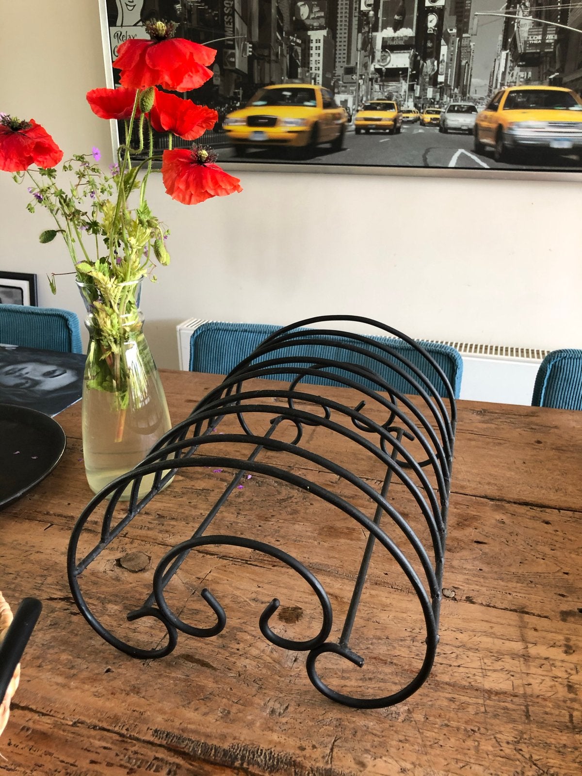 Zwart metalen tijdschriftenrek / lectuurbak/bordenrek, Ophalen, Gebruikt, Metaal, Klassiek