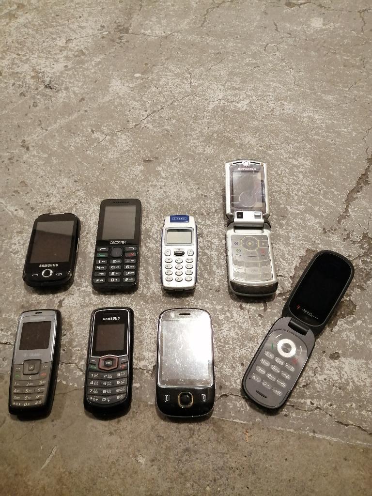 Partij Vintage mobiele telefoons diversen 8 stuks setje GSM, Ophalen of Verzenden, Overige typen
