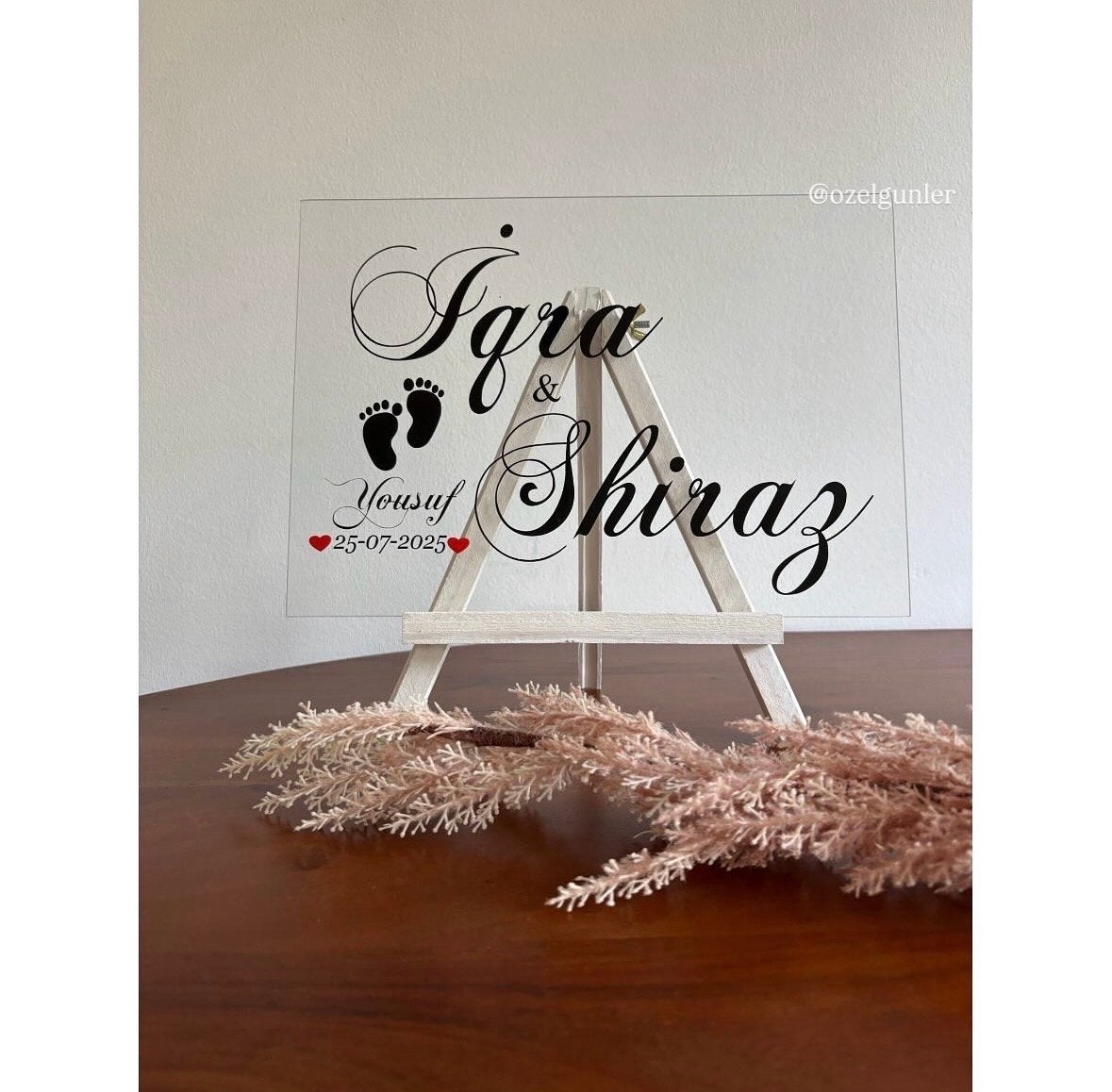 Gepersonaliseerde glazen decoratie met namen en datum, Meerkleurig, Nieuw, Ophalen of Verzenden, Modern