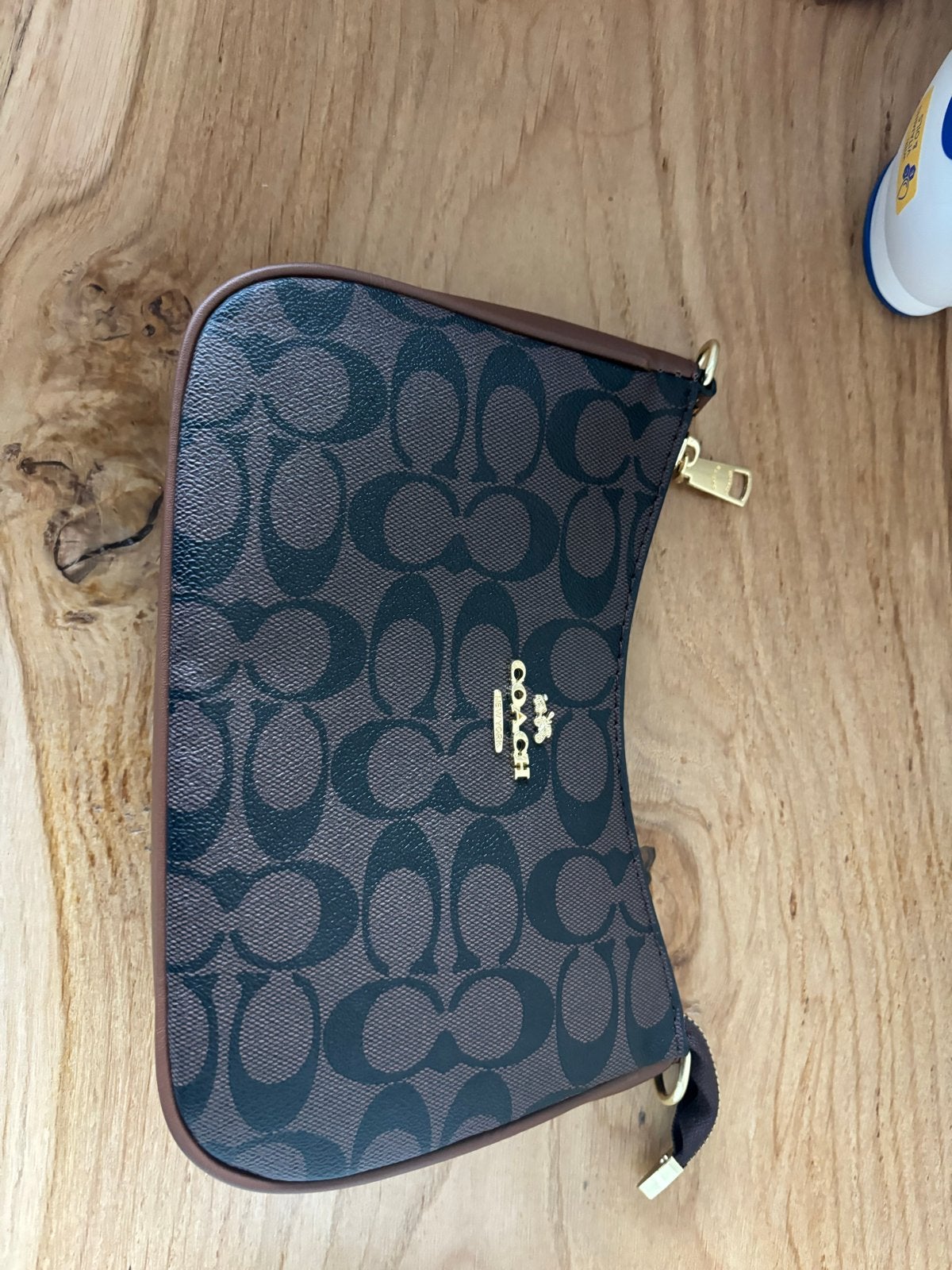 Coach Schoudertasje Bruin met monogram, Verzenden, Zo goed als nieuw, Bruin, Schoudertasje