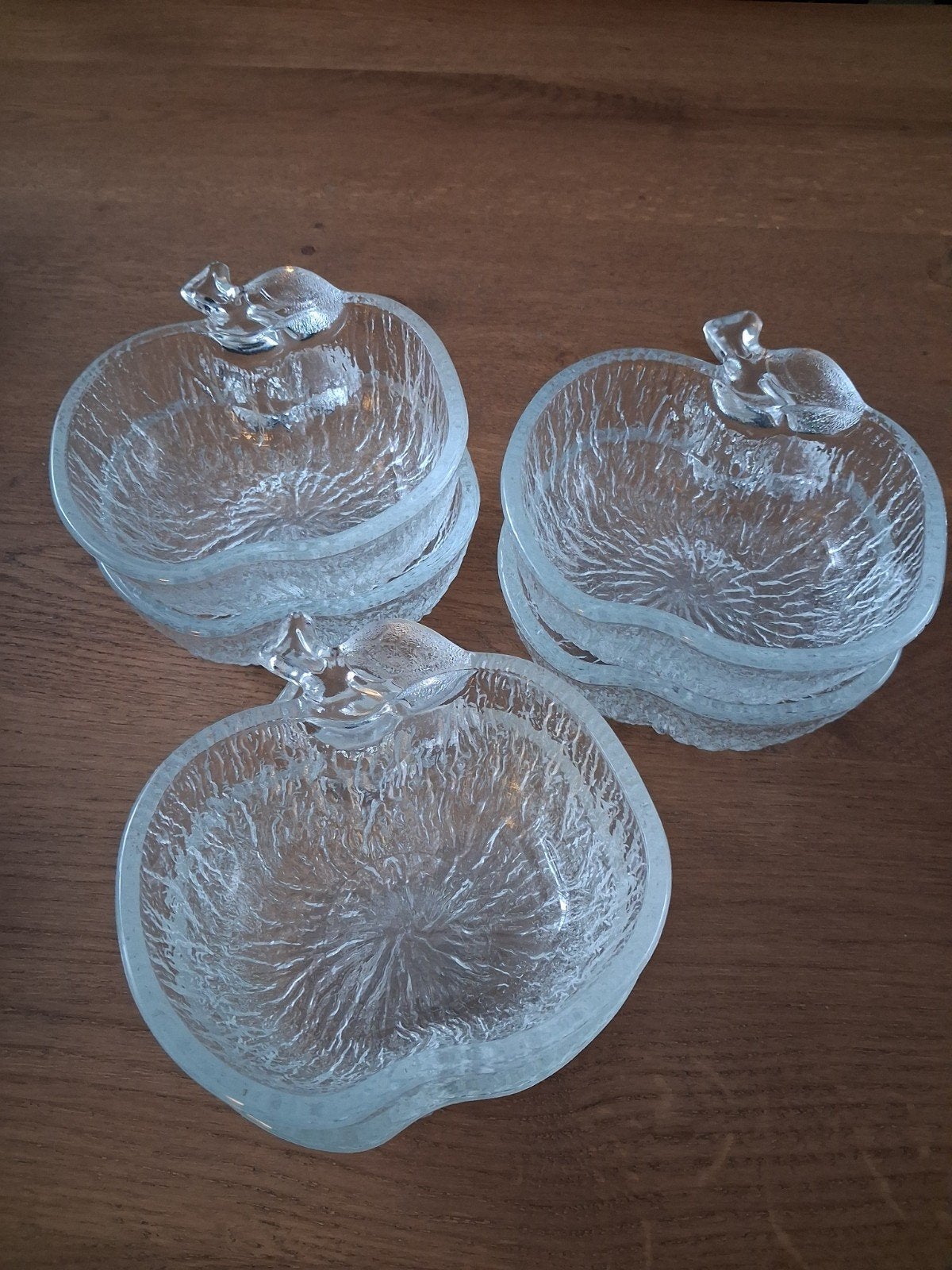 Vintage persglazen dessertschaaltjes - appelmodel -  6 stuks, Ophalen of Verzenden