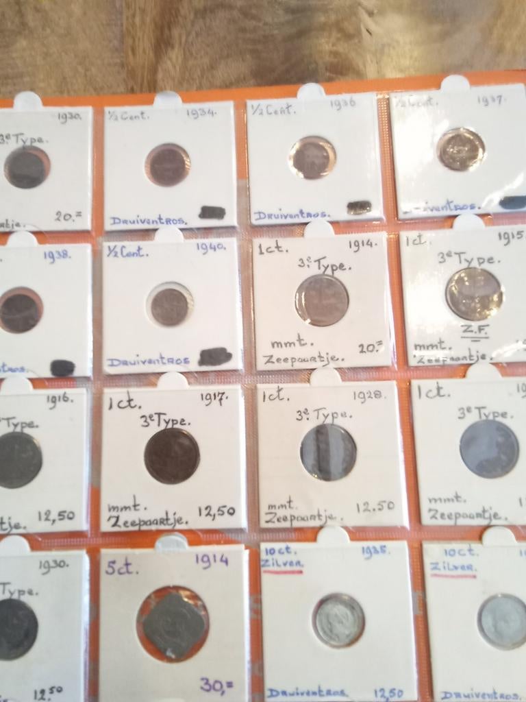 7 stuks 1 cent 1914-15-16-17-1928-29-30., Ophalen of Verzenden, Koningin Wilhelmina
