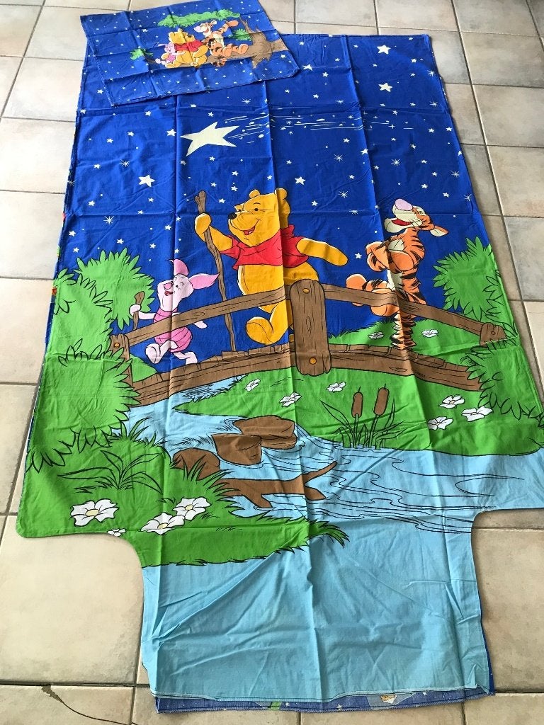 Winnie the Pooh dekbedhoes en badlaken, Ophalen of Verzenden, Winnie de Poeh of vrienden, Gebruikt, Kleding of Textiel